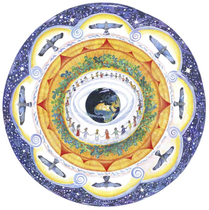 Mandala Nová Země - samolepka (Ø10cm)